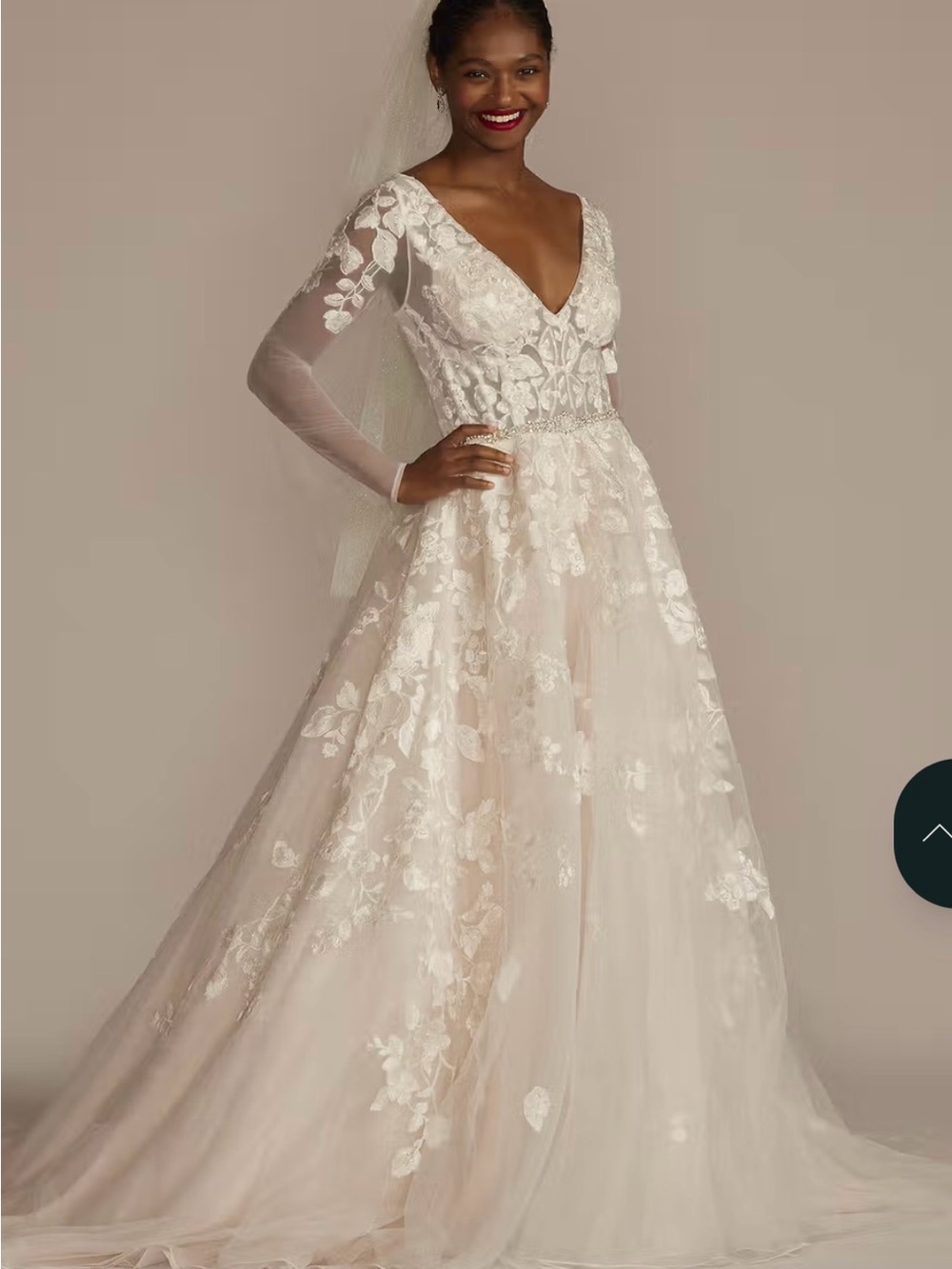 Signature Blush Ivory Floral Lace A-Line Wedding Dress